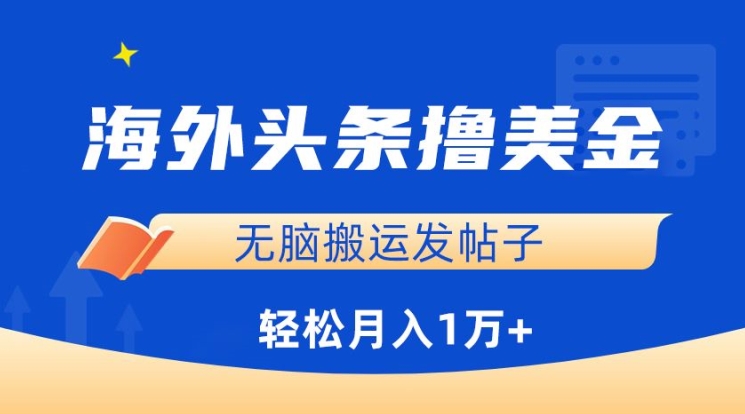 海外头条撸美金，无脑搬运发帖子，月入1万+，小白轻松掌握-小白项目分享网