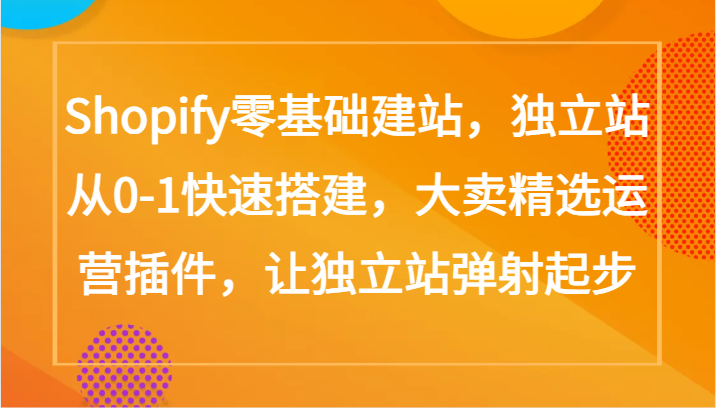 Shopify零基础建站，独立站从0-1快速搭建，大卖精选运营插件，让独立站弹射起步-小白项目分享网